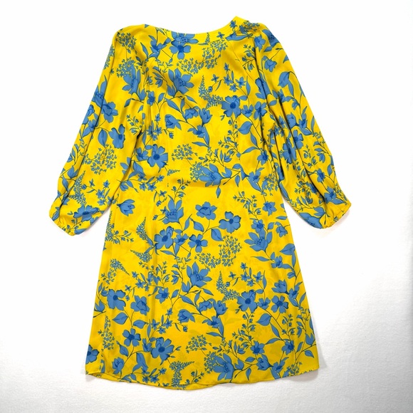 Cabi Women's Lemon Drop Yellow Blue Midi Floral Long Sleeve Dress Size Small - Picture 3 of 6